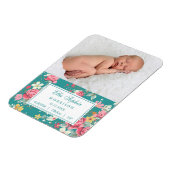 ヴィンテージフローラバラ写真の誕生発表 マグネット (左側)