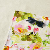 ヴィンテージフローラバラ牡丹モノグラムビーチタオル ビーチタオル (インサイチュ)