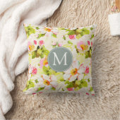 ヴィンテージフローラバラ牡丹モノグラムSq枕 クッション (ブランケット)