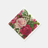 ヴィンテージフローラバラ紙ナプキン スタンダードカクテルナプキン (角)