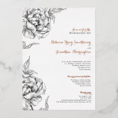 ヴィンテージフローラバラ結婚金ゴールド箔招待状 箔招待状 (正面)