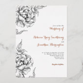 ヴィンテージフローラバラ結婚金ゴールド箔招待状 箔招待状 (正面)