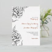 ヴィンテージフローラバラ結婚金ゴールド箔招待状 箔招待状 (立ち正面)