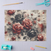 ヴィンテージフローラバラ花 薄葉紙 (クラフト)