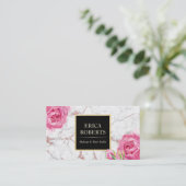 ヴィンテージフローラバラ金ゴールド大理石メイクアップアーティスト 名刺 (スタンド正面)