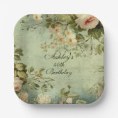 ヴィンテージフローラバラ ペーパープレート (正面)