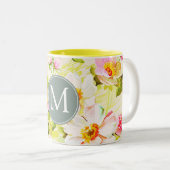 ヴィンテージフローラバラPeonies Monogram Mug ツートーンマグカップ (正面右)