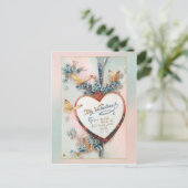 ヴィンテージフローラバレンタイン |ハートと蝶 ポストカード (スタンド正面)