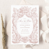 ヴィンテージフローラバロックのフレーム赤面日付の保存 招待状