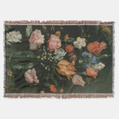 ヴィンテージフローラバロック、ニッチの花の花瓶 スローブランケット (正面)