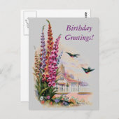 ヴィンテージフローラバースデーグリーティング ポストカード (正面/裏面)