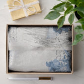 ヴィンテージフローラバーズネイビーブルーアンティークデコパージュ 薄葉紙 (ギフト)