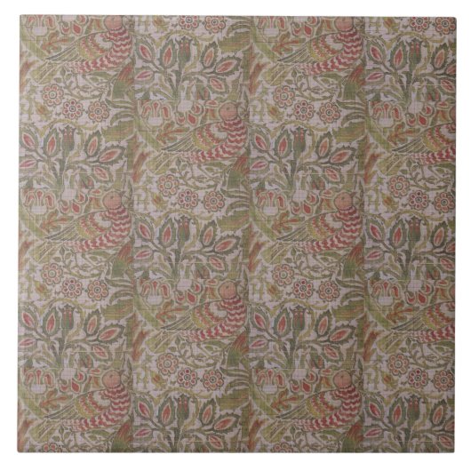 ヴィンテージフローラバードウィリアムモリスドーヴとバラ タイル (正面)