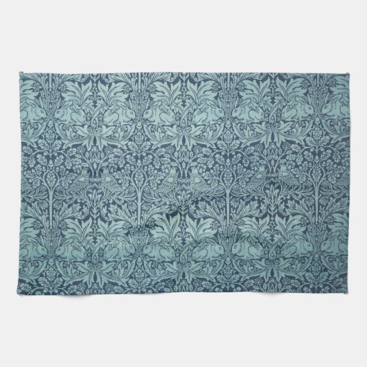 ヴィンテージフローラバードウィリアムモリスブレラビット キッチンタオル (横)