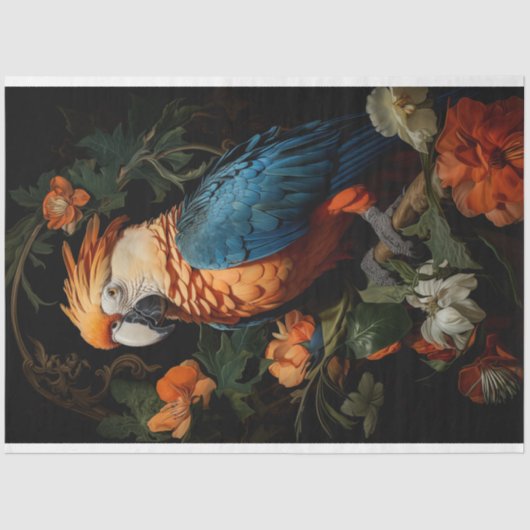 ヴィンテージフローラバードオウム切り離しティッシュペーパー 薄葉紙 (正面)