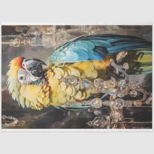 ヴィンテージフローラバードオウム女王デクページ 薄葉紙 (正面)