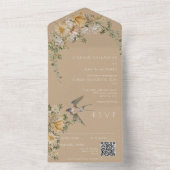 ヴィンテージフローラバードタンQRコード オールインワン招待状 (内側)