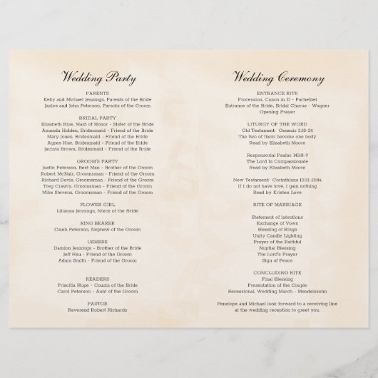 ヴィンテージフローラパインクリスマス結婚式 プログラム (裏面)