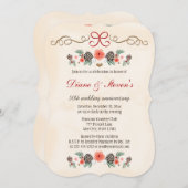 ヴィンテージフローラパインコーンクリスマス記念日 招待状 (正面/裏面)