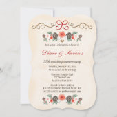 ヴィンテージフローラパインコーンクリスマス記念日 招待状 (正面)