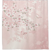 ヴィンテージフローラパステルさくらんぼ花 シャワーカーテン (正面)