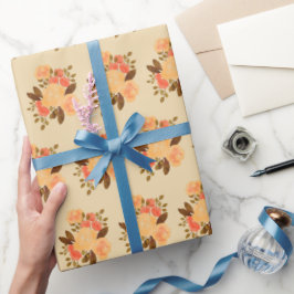 ヴィンテージフローラパステル水の色パターン ラッピングペーパー