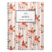 ヴィンテージフローラパタストライプーンの個人用ノートブック ノートブック (正面)