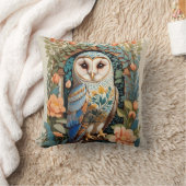 ヴィンテージフローラパターン(の模様が)あるバーンフクロウ クッション (ブランケット)