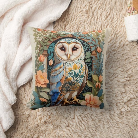 ヴィンテージフローラパターン（の模様が）あるバーンフクロウ クッション (ブランケット)