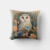 ヴィンテージフローラパターン(の模様が)あるバーンフクロウ クッション (正面)