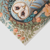 ヴィンテージフローラパターン（の模様が）あるバーンフクロウ 薄葉紙 (詳細)