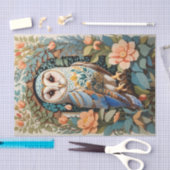 ヴィンテージフローラパターン（の模様が）あるバーンフクロウ 薄葉紙 (クラフト)