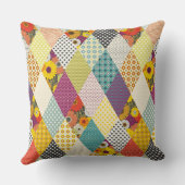 ヴィンテージフローラパッチワークキルト クッション (裏面)