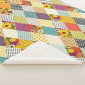 ヴィンテージフローラパッチワークキルト シェルパブランケット (3/4)