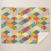 ヴィンテージフローラパッチワークキルト シェルパブランケット (正面(横))