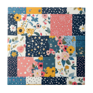 ヴィンテージフローラパッチワークパターン(4) タイル