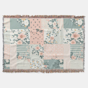 ヴィンテージフローラパッチワークパターン – Pastel (1) スローブランケット