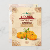 ヴィンテージフローラパンプキンハッピーサンクスギビング ポストカード (正面/裏面)