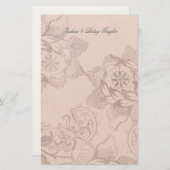 ヴィンテージフローラパーソナライズされたありがとう文房具 便箋 (正面/裏面)