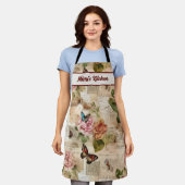 ヴィンテージフローラパーソナライズされたオールオーバープリントエプロン エプロン (着用した状態)