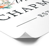 ヴィンテージフローラパーソナライズされたファミリ名プリント ポスター (角)