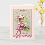 ヴィンテージフローラパーソナライズされた年齢誕生日写真 カード (黄色い花)