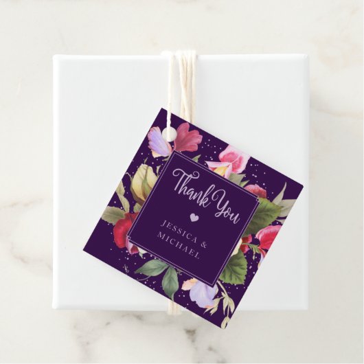 ヴィンテージフローラパープルピンクイエローローズ結婚ズ フェイバータグ (インサイチュ)