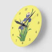 ヴィンテージフローラパープル春ガーデンアイリスフラワーズ ラウンド壁時計 (傾斜)