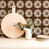 ヴィンテージフローラビクトリアンバラダマスクブラウン金ゴールド タイル