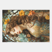 ヴィンテージフローラビクトリアン女神アールヌーボー ラッピングペーパーシート (正面)