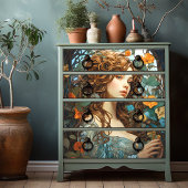 ヴィンテージフローラビクトリアン女神アールヌーボー 薄葉紙