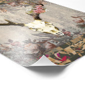 ヴィンテージフローラビクトリアン鹿スカル フォトプリント            (角)