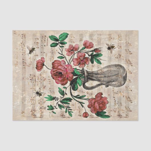 ヴィンテージフローラビーズミュージックエフエメラティッシュペーパー 薄葉紙 (正面)