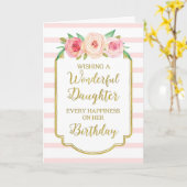 ヴィンテージフローラピストライプンク誕生日カード カード (黄色い花)